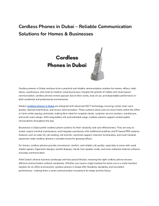 Cordless Phones in Dubai – Reliable Communication Solutions for Homes & Businesses