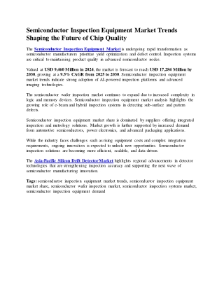 Semiconductor Inspection Equipment Market Trends Shaping the Future of Chip Quality