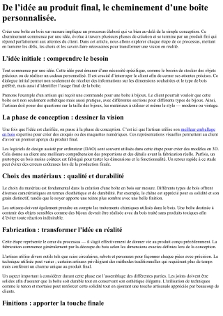 De l’idée au produit final, le cheminement d’une boîte personnalisée.