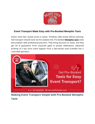 Event Transport Made Easy with Pre-Booked Memphis Taxis