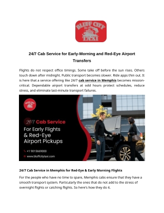 24*7 Cab Service for Early-Morning and Red-Eye Airport Transfers