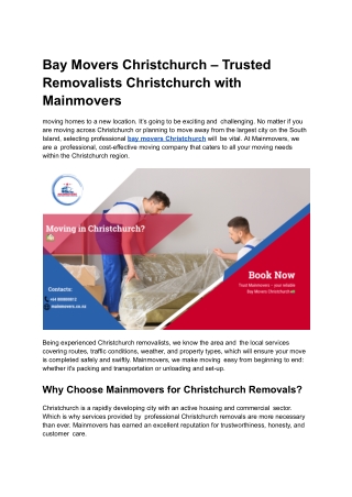 Bay Movers Christchurch – Trusted Removalists Christchurch with Mainmovers