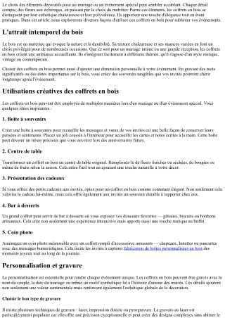 Coffrets Bois : Inspirations pour les Mariages et Événements Spéciaux