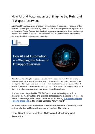 How AI and Automation are Shaping the Future of IT Support Services