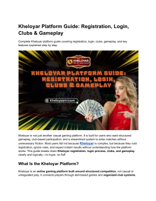 Kheloyar Platform Guide: Registration, Login, Clubs & Gameplay