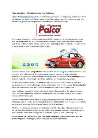 Palco Auto Care – Ultimate Car Care Products Range