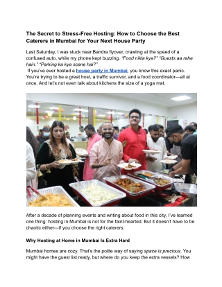 The Secret to Stress-Free Hosting_ How to Choose the Best Caterers in Mumbai for Your Next House Party