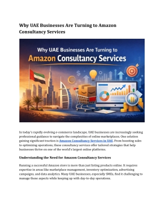 Why UAE Businesses Are Turning to Amazon Consultancy Services