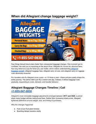 When did Allegiant change baggage weight
