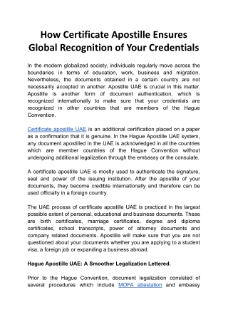 How Certificate Apostille Ensures Global Recognition of Your Credentials