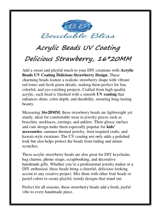 Acrylic Beads UV Coating Delicious Strawberry, 16_20MM