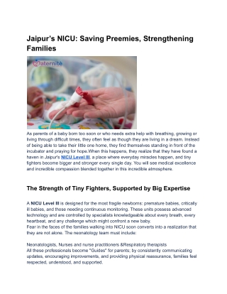 Jaipur’s NICU_ Saving Preemies, Strengthening Families