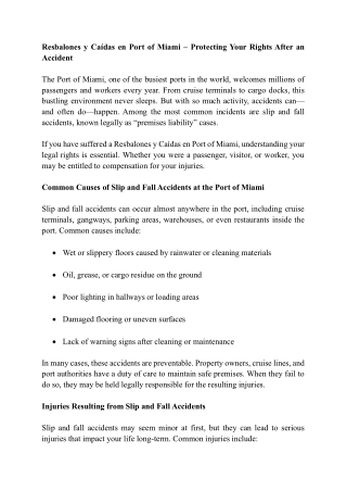 Resbalones y Caídas en Port of Miami – Protecting Your Rights After an Accident