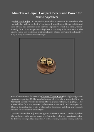 Mini Travel Cajon Compact Percussion Power for Music Anywhere