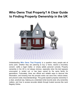 Who Owns That Property - A Clear Guide to Finding Property Ownership in the UK