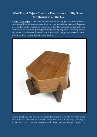 Mini Travel Cajon Compact Percussion with Big Sound for Musicians on the Go