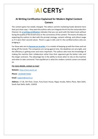 AI Writing Certification Explained for Modern Digital Content Careers