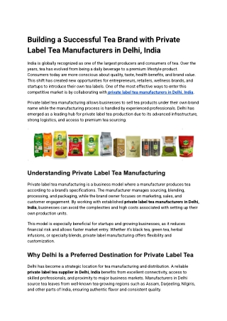 Choosing the Right Private Label Tea Manufacturers in Delhi, India for Your Bran