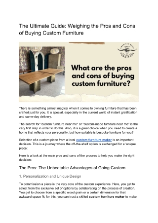 The Ultimate Guide_ Weighing the Pros and Cons of Buying Custom Furniture