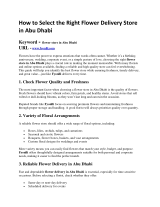 How to Select the Right Flower Delivery Store in Abu Dhabi