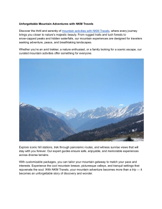 Unforgettable Mountain Adventures with NKM Travels