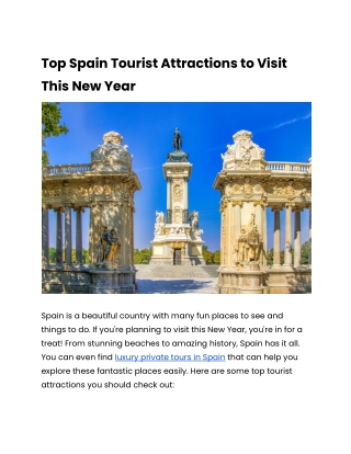 Top Spain Tourist Attractions to Visit This New Year