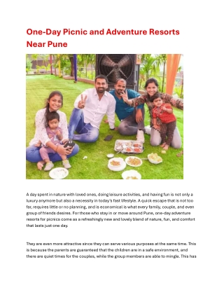 One-Day Picnic and Adventure Resorts Near Pune