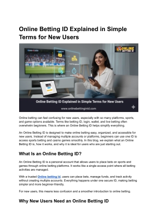 Online Betting ID Explained in Simple Terms for New Users