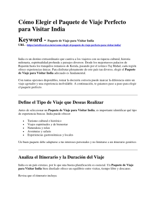 Cómo Elegir el Paquete de Viaje Perfecto para Visitar India