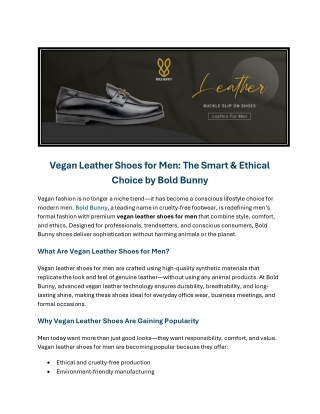 Vegan Leather Shoes for Men – Stylish & Cruelty-Free Footwear | Bold Bunny