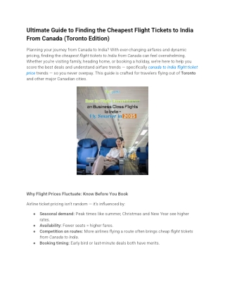 Ultimate Guide to Finding the Cheapest Flight Tickets to India from Canada