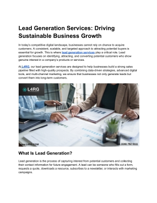 Lead Generation Services to Drive High-Quality Business Growth | L4RG