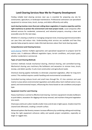 Land Clearing Services Near Me for Property Development