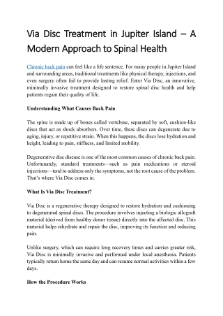 Via Disc Treatment in Jupiter Island – A Modern Approach to Spinal Health