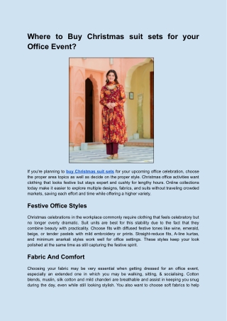 Where to Buy Christmas suit sets for your Office Event_