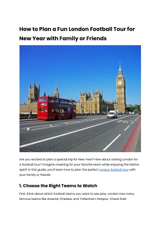 How to Plan a Fun London Football Tour for New Year with Family or Friends