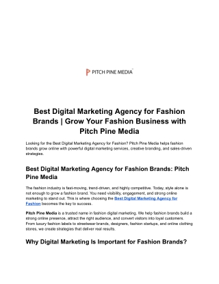 Best Digital Marketing Agency for Fashion Brands