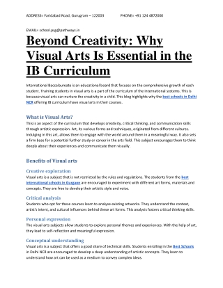 Beyond Creativity Why Visual Arts Is Essential in the IB Curriculum