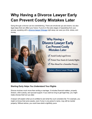 Why Having a Divorce Lawyer Early Can Prevent Costly Mistakes Later