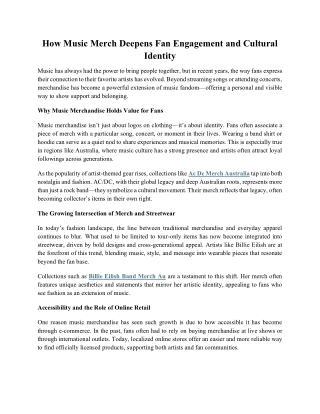 How Music Merch Deepens Fan Engagement and Cultural Identity