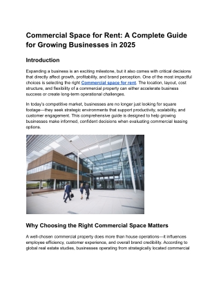 Commercial Space for Rent A Complete Guide for Growing Businesses in 2025