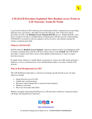 LTE RACH Procedure Explained: How Random Access Works in LTE Networks | TechLTE