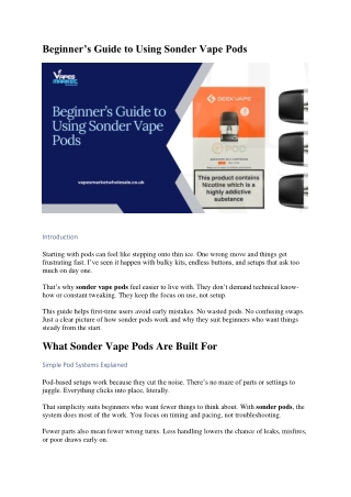Beginner’s Guide to Using Sonder Vape Pods