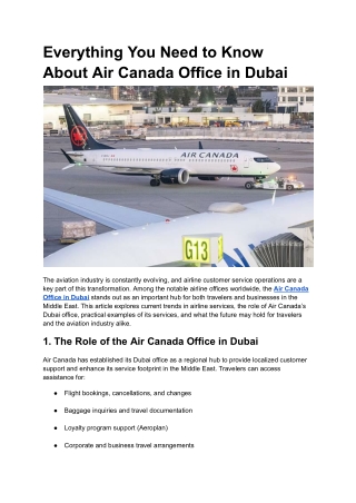 Everything You Need to Know About Air Canada Office in Dubai