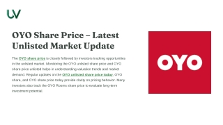  OYO Share Price – Latest Unlisted Market Update