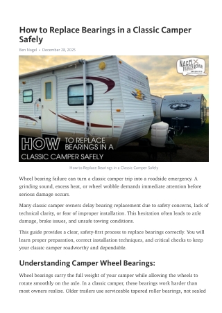 How to Repair Classic Camper Bearings in Michigan
