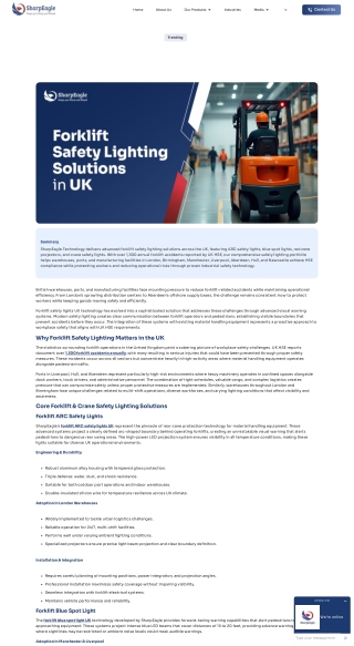 Forklift Safety Lighting Solutions UK  SharpEagle
