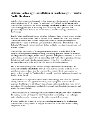 Astrology Consultation in Scarborough