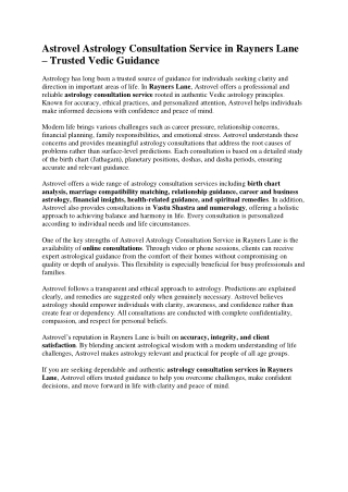 Astrology Consultation Service in Rayners Lane