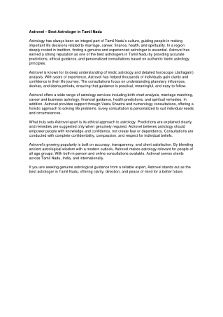 Best Astrologer in Tamil Nadu